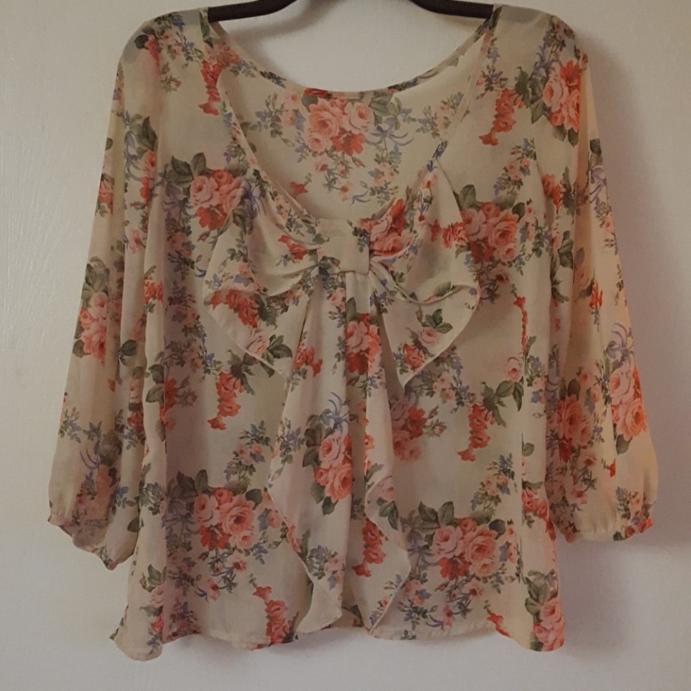 Bow Backed Floral Blouse